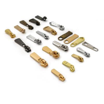 China Metal Accessories Zipper Puller Slider Durable Embossed Metal Zipper Puller Custom Logo for sale