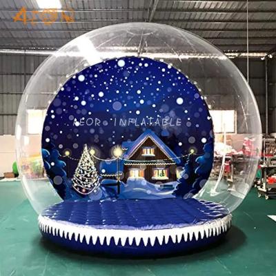 China Customized Giant Christmas Inflatable Snow Globe Dome Bubble Bounce House Inflatable Snow Ball Decoration for sale