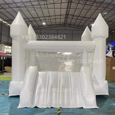 China Moonwalk Commercial Inflatable White Bounce House Jumping Bouncy Castle Small Slide for sale