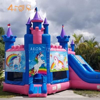 China Commercial Unicorn Inflatable Bounce Combo Slide Bouncy Castle For Sale for sale