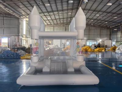 China Commercial White Inflatable Castle  With Ball Pit Water Slide For Entertainment for sale