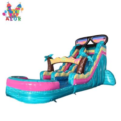 China Commercial PVC Colorful Theme Inflatable Water Slides Outdoor for sale