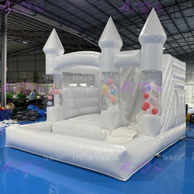 China Inflatable Moonwalk Wedding Bounce Castle White Jumping Castle With Water Slide Pool for sale