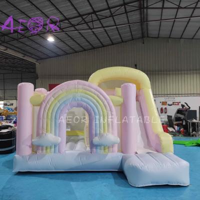 China Commercial Inflatable Rainbow Bounce House Party Rainbow Bouncy House Combo for sale