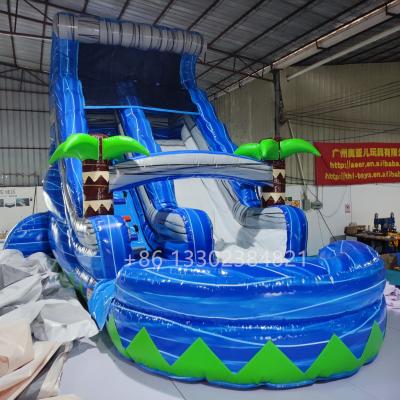 China Customized Heavy Duty Inflatable Slide Outdoor Commercial Water Slide With Pool for sale