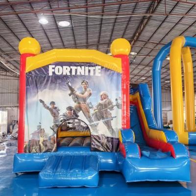 China Outdoor Cartoon Theme Jumping Castle Rental Inflatable Castle With Slide for sale