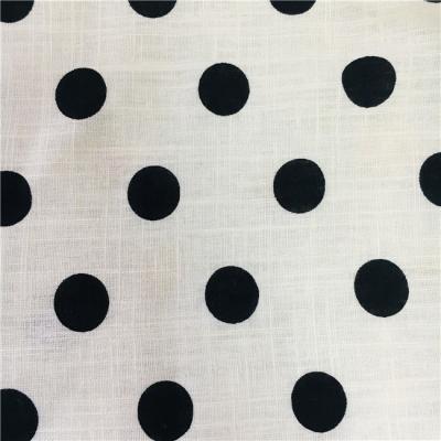 China Tear-resistant ready to ship pure linen fabric dot printed linen rayon fabric for baby blanket for sale