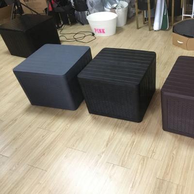 China Easy to assmelble outdoor resin table with extra hidden storage for cushions and patio decor for sale