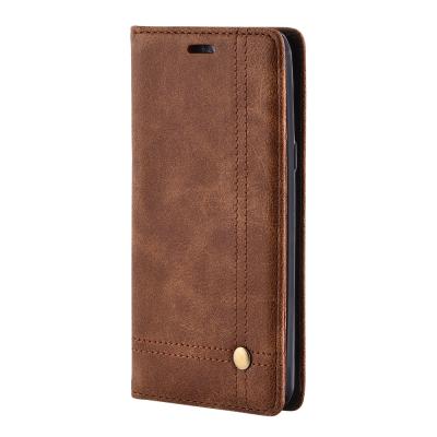 China Samsung J5 Magnetic Leather Case With Retro Line Two Card Slot Anti - Dirt for sale