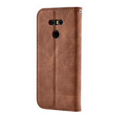 China Oily Protective Magnetic Leather Case For LG G6 Book Cover Two Card Slot for sale