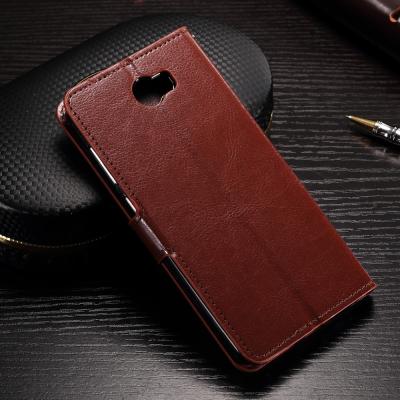 China Flexible Huawei Y6 Leather Case , Anti - Slip Crazy Horse Leather Wallet Case for sale