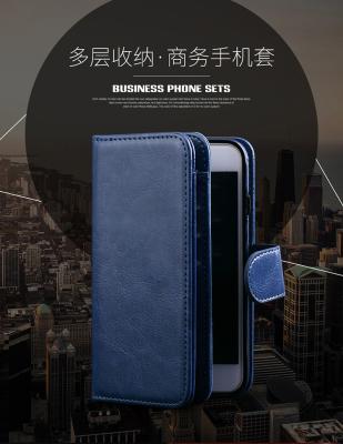 China Magnetic Clip Leather Iphone 6 Plus Wallet Case Detachable Dark - Blue for sale