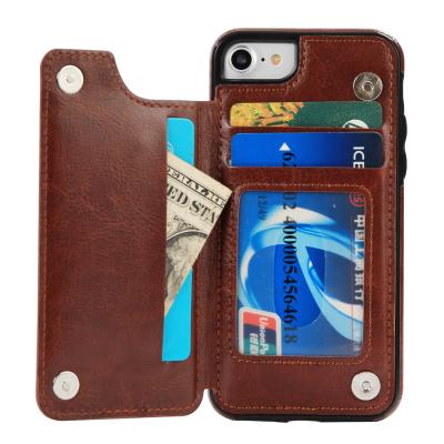 China Brown Iphone6 / 6S Back Wallet Case , Two Card Slot Flip Vintage Wallet Case for sale