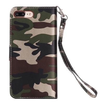 China Camouflage IPhone Leather Wallet Case For Iphone 7 Plus Crazy Horse 64g for sale