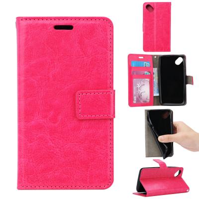 China Side - Open Cell Phone Leather Wallet Case For Wiko Sunny Crazy Horse Magnetic for sale