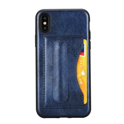 China Idools leather  for iphone X  iphone 10  back cover  one card slot  support stand holder PC TPU soft leather case for sale