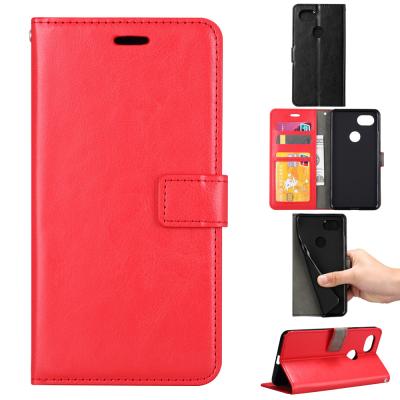 China Google Pixel2 Crazy Horse Cell Phone Leather Wallet Case Three Card Slot Tpu Soft Back Cover for sale