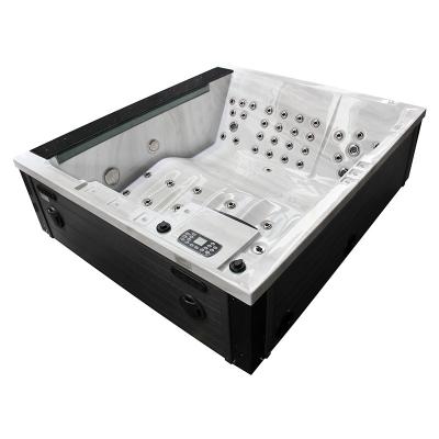 China Freestanding Acrylic Massage Bath Waterfall 3 People Bathroom Sexy Soaking Hot Tub for sale