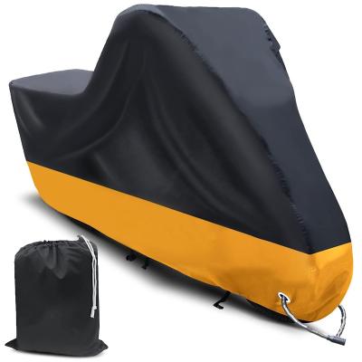 China Protect Motocycle Fabric 210D Oxford All Season Black&Orange Waterproof Sun Outdoor Motorcycle Cover Fits up to 116