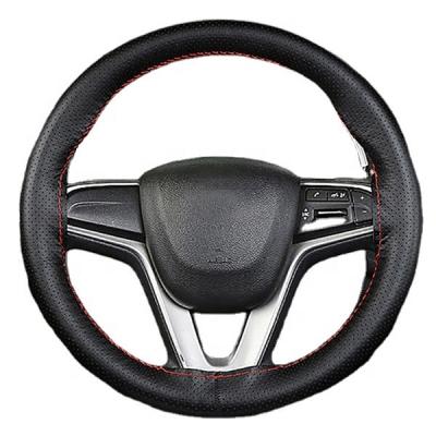 China Perfectly Fit Universal Car Steering Wheel Cover DIY Car Genuine Leather Steering Wheel Cover Genuine Leather Stitching Style for sale