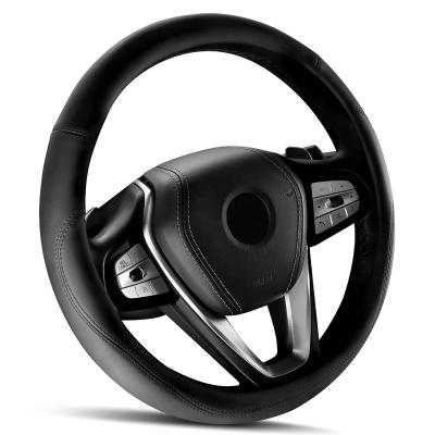 China Perfectly fit durable leather steering wheel cover with anti-slip liner for steering wheel with a diameter of 14.5