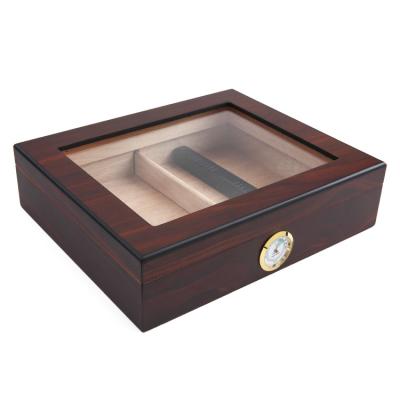 China Handmade Desktop spanish wood sealed box for store cigar cigarette durable cabinet with adjustable divider and hygrometer portable case for sale