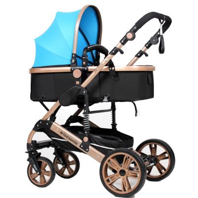 China Carry Baby Two-Way High Landscape Stainless Steel Lycra Cotton Baby Stroller with Mummy Bag for sale