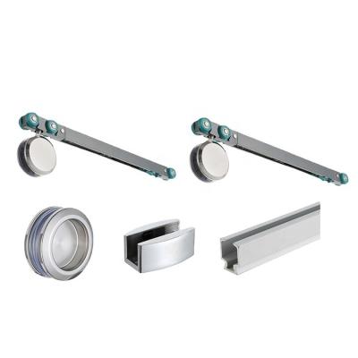 China Easy Installation 304 Stainless Steel Roller Sliding Wheels With Soft Close Damper Glass Swing Door System for sale