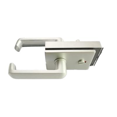 China Durable Classic Aluminum Frameless Swing Door Lock Office Glass Door Lock Set with Cylinder and Handle for sale