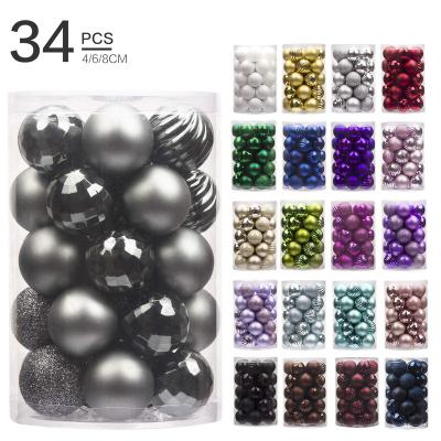 China 34pcs 4cm PVC Christmas Decoration Ball Set Plastic Christmas Tree Decoration Supplies Ornaments Ball Plastic for sale