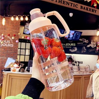 China Food Grade 1.8L Outdoor Sport Viable STOCK Water Bottles With Straw Drink Bottle Plastic Bottles With Ladder Space Cup for sale