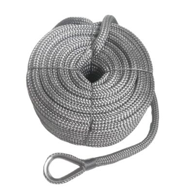 China High strength; abrasion resistance and corrosion resistance; 4mm 12mm 16mm 24mm 100m 200m Double Braid Polyester Nylon Rope Anchor Line With 316 Stainless Steel Thimble For Boat Te koop