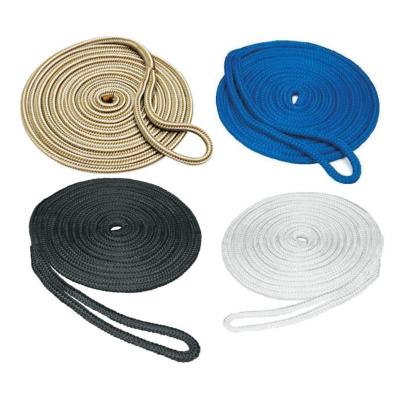 China Double Braid Flexible Premium Black Nylon Polyester Rope Marine Boat Mooring Dock Line Te koop