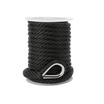 China Solid High Abrasion Resistance Polypropylene Anchor Line Braided Rope Marine Dock Line Spliced ​​With 316 Thimble for sale