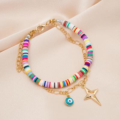 China Jewelry Fashion Casual / Sporty Bohemian Colored Soft Pottery Personality Pattern Multilayer Bracelet for sale