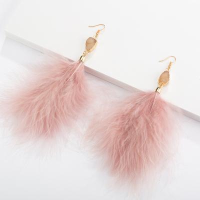 China TRENDY women's fashion jewelry ear hooks plush feather temperament personality exaggerated stud earrings for sale