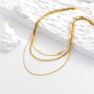 China Fashionable double layer necklace personality popular three-layer snake bone chain simple women's fashion jewelry necklace for sale