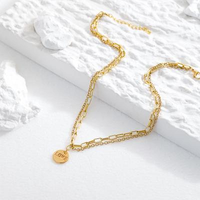 China Double Layer TRENDY Necklace Popular Personality LOVE Letter Clavicle Chains Women's Fashion Jewelry Necklace for sale