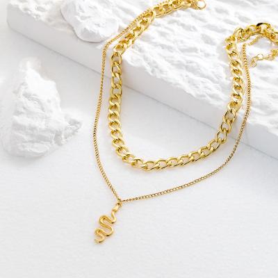 China Fashion Trendy Women's Jewelry Alloy Popular Jewelry Double Layer Clavicle Chain Clavicle Chain Metal Pendant Necklace for sale