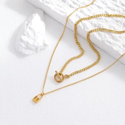 China TRENDY Women's Fashion Jewelry Personality Popular Soft Multilayer Lock Metal Pendant Necklace for sale