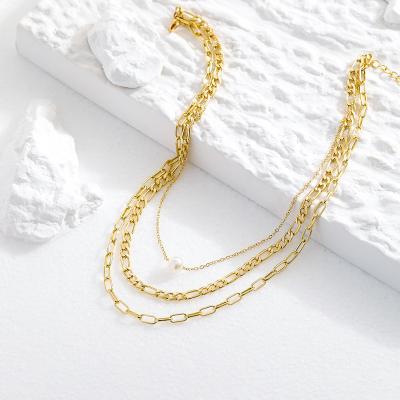 China TRENDY women's fashion jewelry popular personality soft layers the three bead necklace clavicle chain for sale