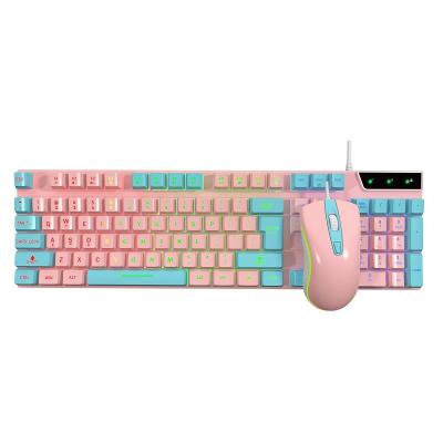 China Anti-fall Pink / Blue Mechanical Feeling Wired Cheap Gaming Keyboard for sale