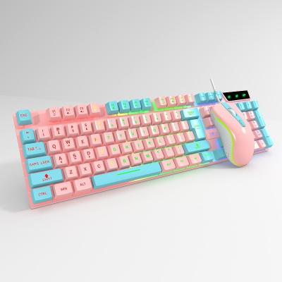 China Waterproof Keyboard Mouse Set LED Rainbow Color Backlight Gaming USB Wired Keyboard Mouse Set Gamer Keyboard for sale