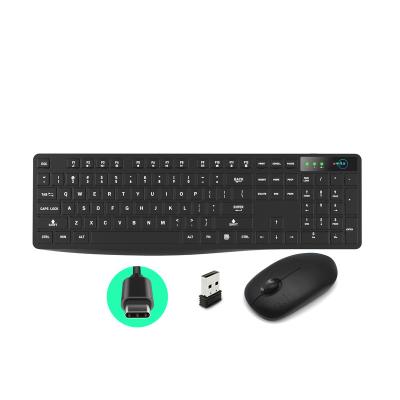 China Germany Wireless Spanish Hebrew Rechargeable Radio + BT Dual Mode Keyboard and Mouse Combo for Desktop for sale