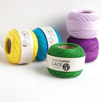 China Sustainable hot sale high quality 100% cotton dyed lace yarn for crochet knitting for sale