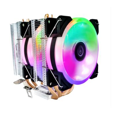 China Professional CPU Dual 4 Pin Rainbow Fan 4 Heat Pipe CPU Cooler for sale