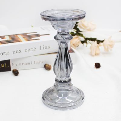 China FengJun Luxury Large Gray Luxury Wedding Loose Glass Pillar Crystal Candle Holder Table Stand Colorful Handcrafted Custom for sale