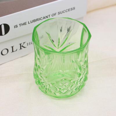 China FengJun Universal 200ml Customized Sublimation Stemless Mugs Glass Wine Soda Drinkware Green Embossed Custom Volume For Water Juice Whiskey for sale