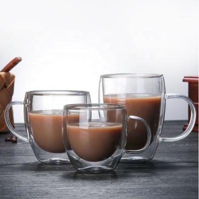 China FengJun Amazon Shop Wholesale Clear Double Wall Stocked Hot Selling Glass Coffee Mug With Glass Wood Lid And Handle Various Sizes for sale