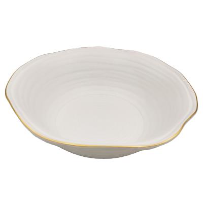 China White Irregular Ceramic Bowl Salad Bowl Noodle Soup Bowl Viable Take Care Hotel for sale